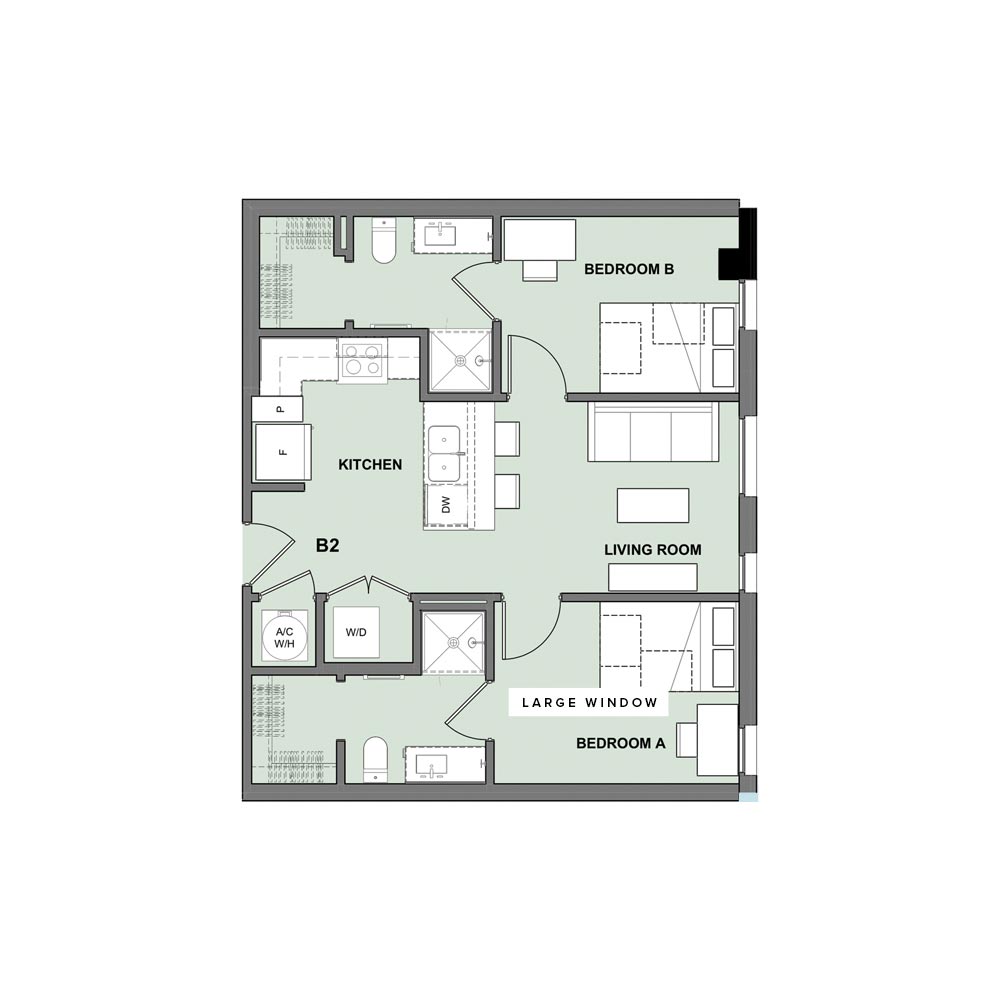 2 Bed, 2 Bath (B2)​