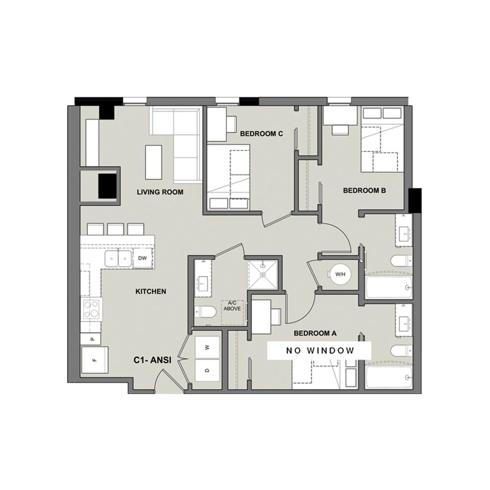 3 Bed, 3 Bath (C1 Ansi)​