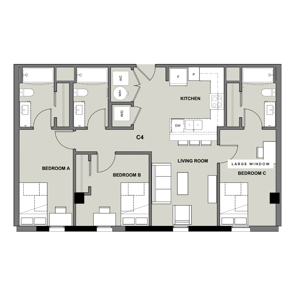 3 Bed, 3 Bath (C6)​​​